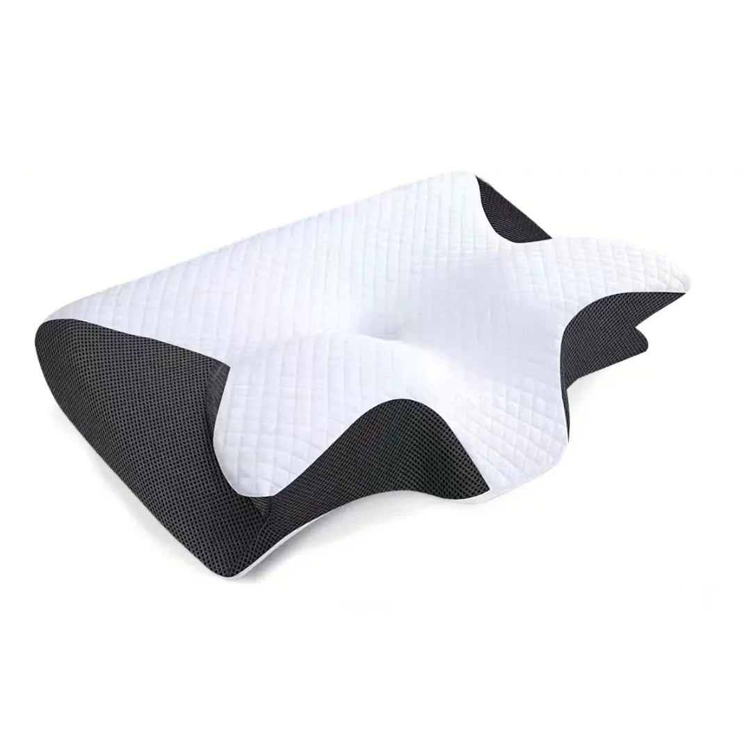 Side profile showing the contoured pillow shape