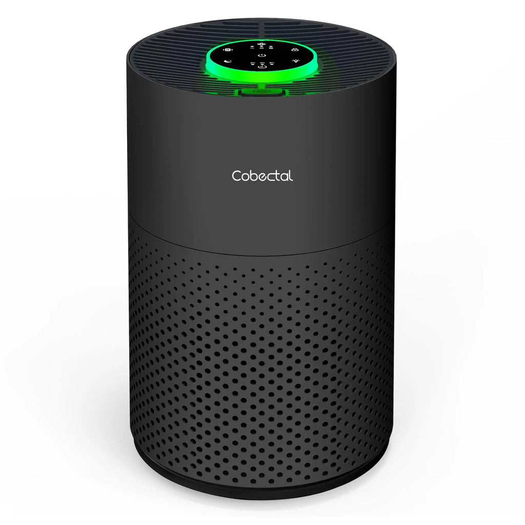Compact bedroom air purifier with ambient light