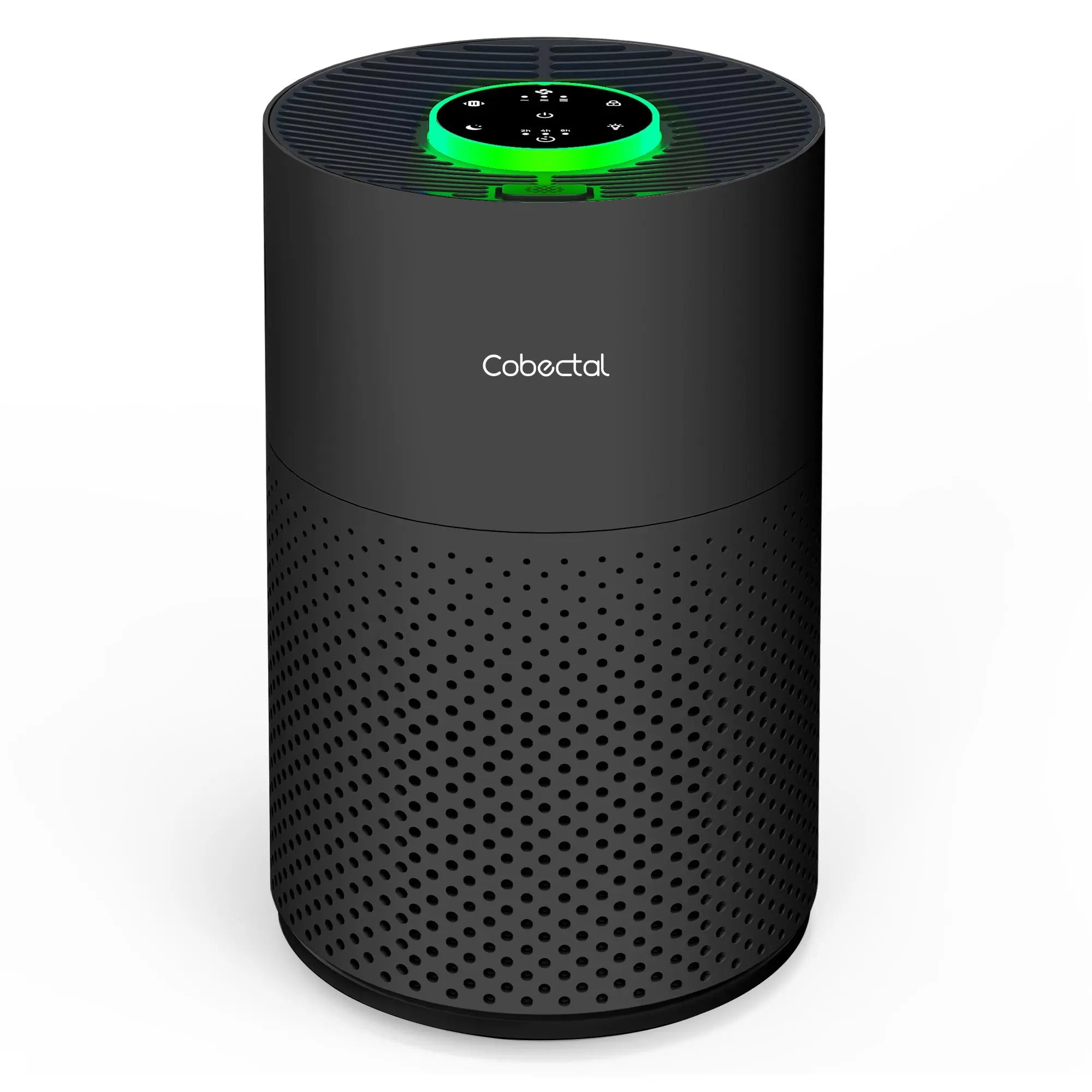 Compact bedroom air purifier with ambient light