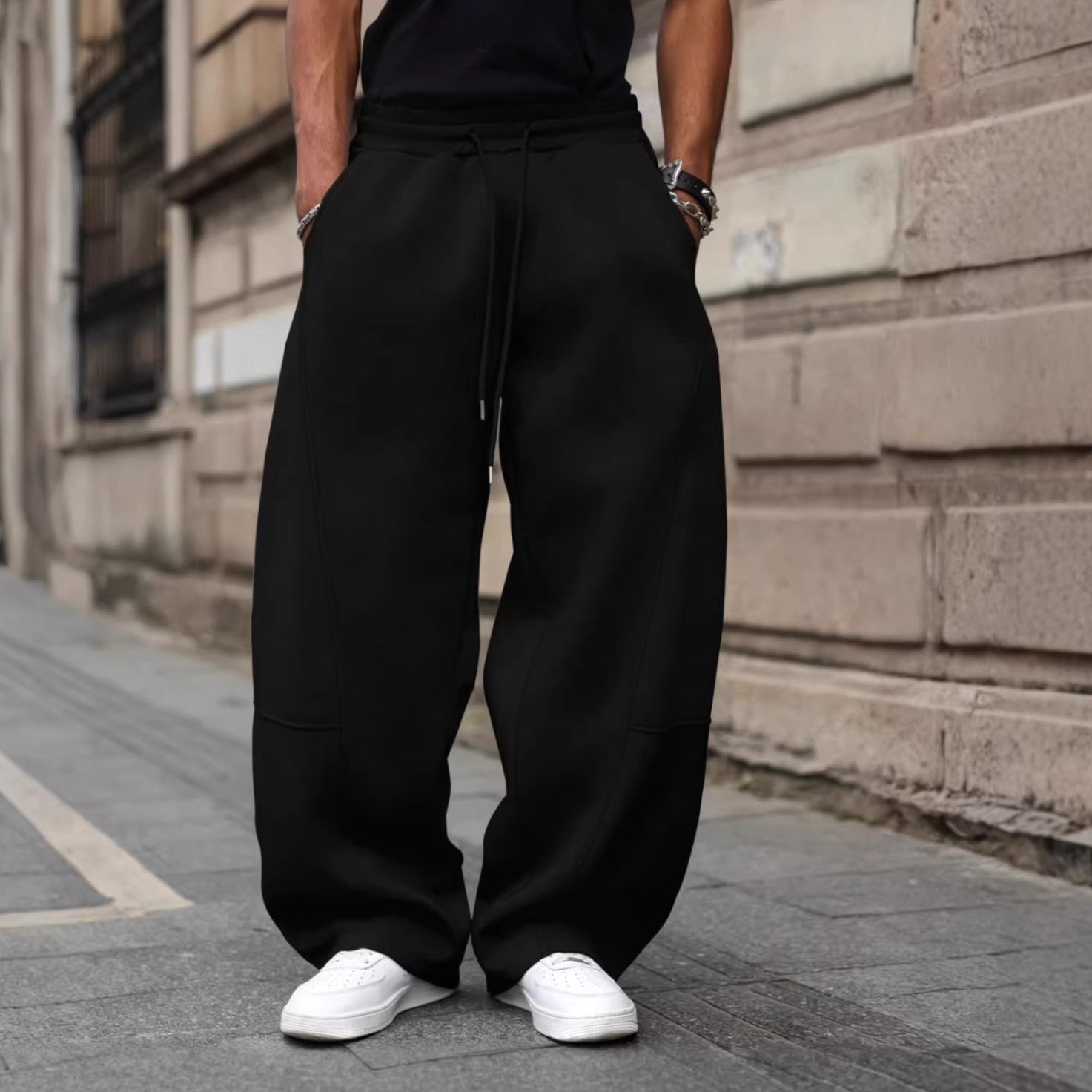 Mens Fashionable Straight-Leg Loose Casual Pants