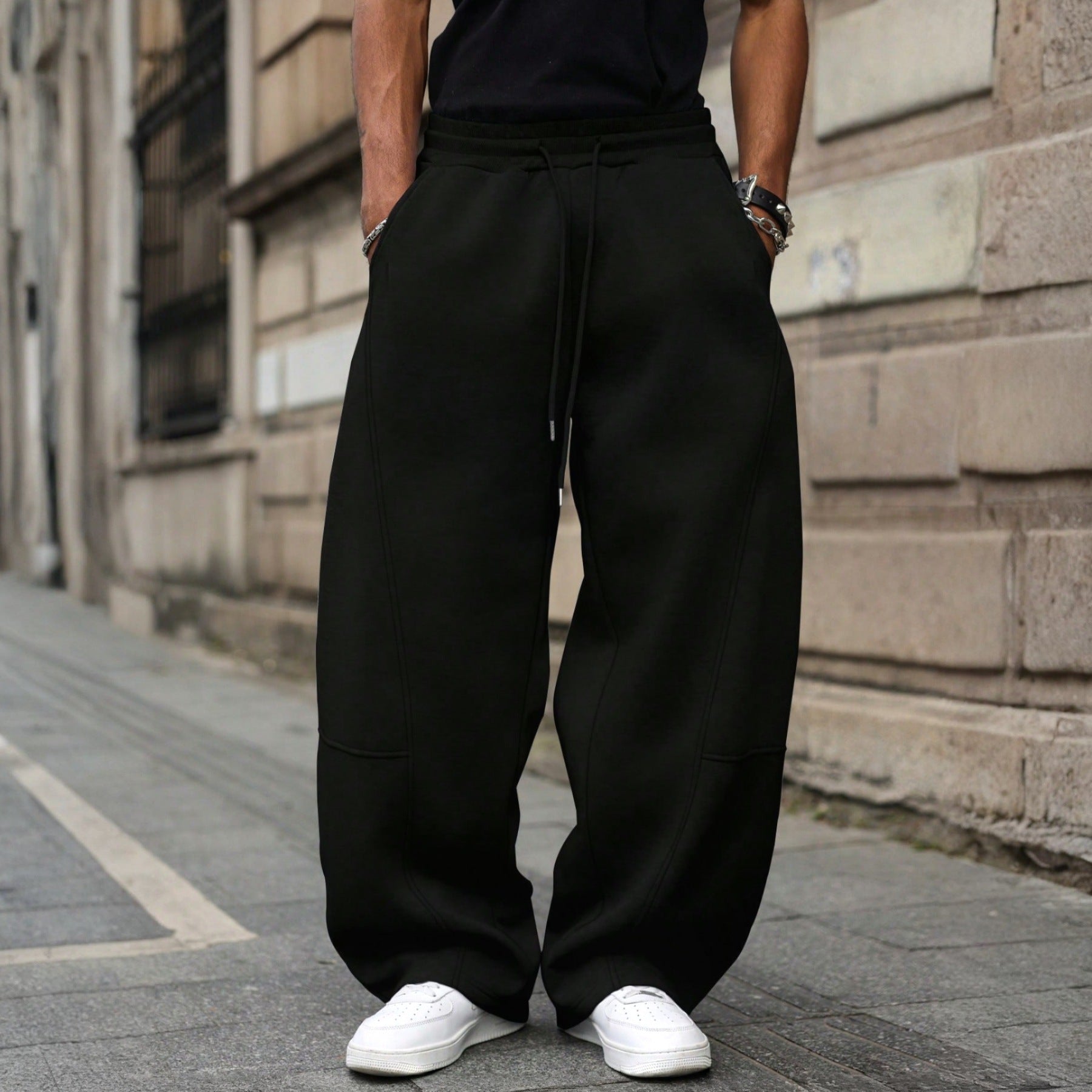 Mens Fashionable Straight-Leg Loose Casual Pants