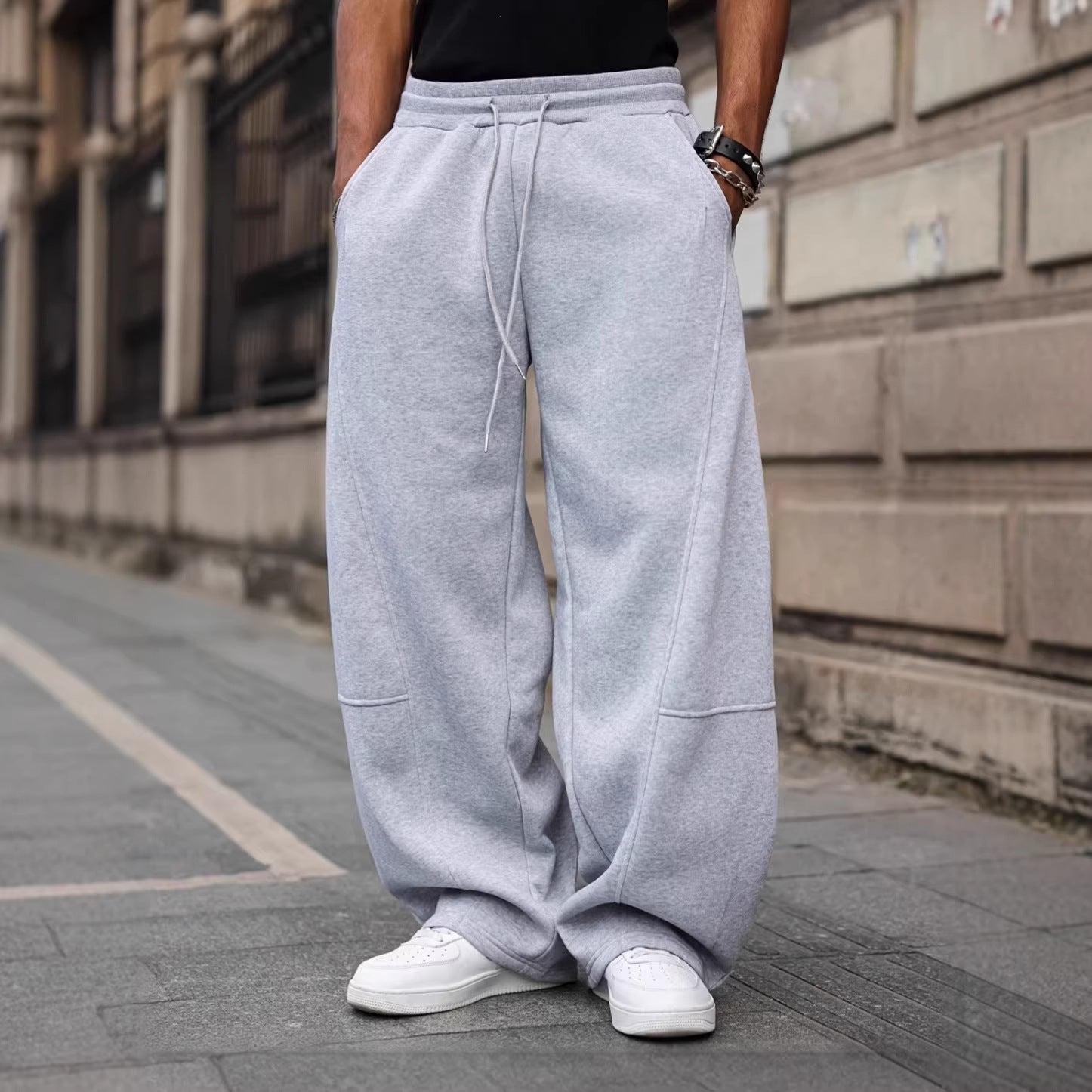 Casual trousers shown worn, full length
