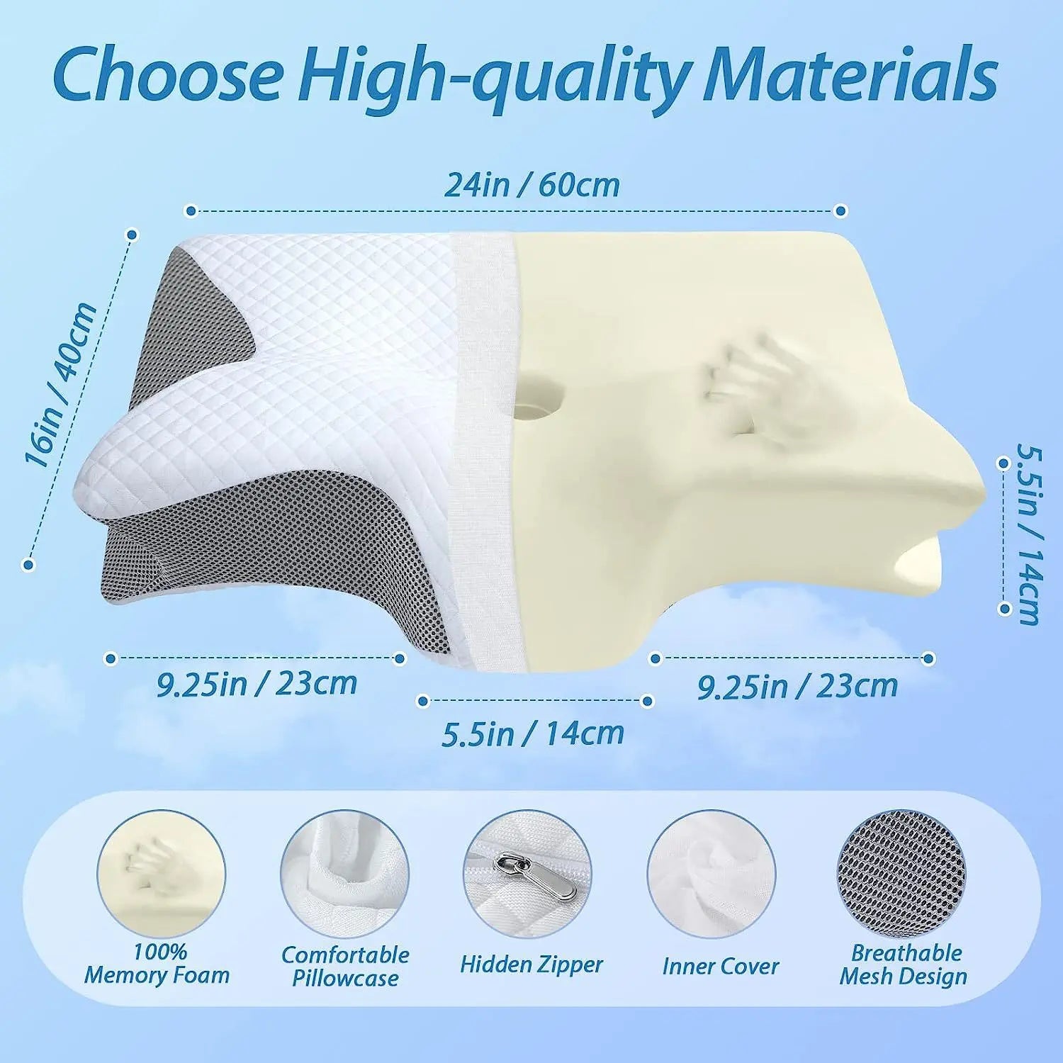 Pillow shown supporting a side sleeper