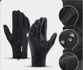 Black fleece-lined touchscreen winter gloves