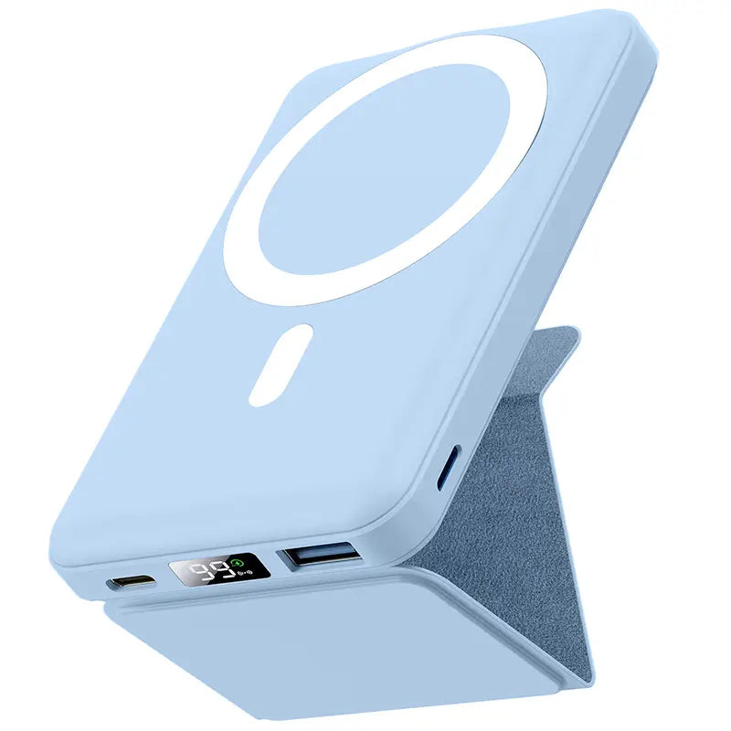 Magnetic Battery ，Magnetic Power Bank , 10000 Mah Power Bank with Folding Stand with USB-C Cable LED Display, Magnetic Power Bank 22.5W PD Fast Charging for Iphone D013 Black Compact