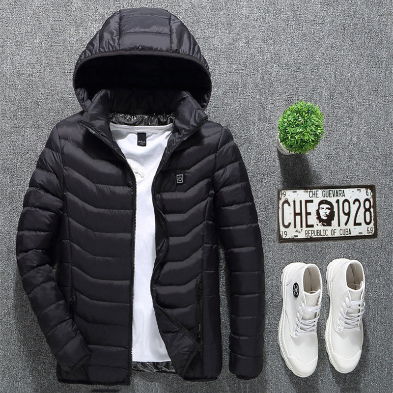 Winter Heated Jacket USB Electric Cotton Coat Zip-Up Heater Thermal Clothing Heating Vest for Men