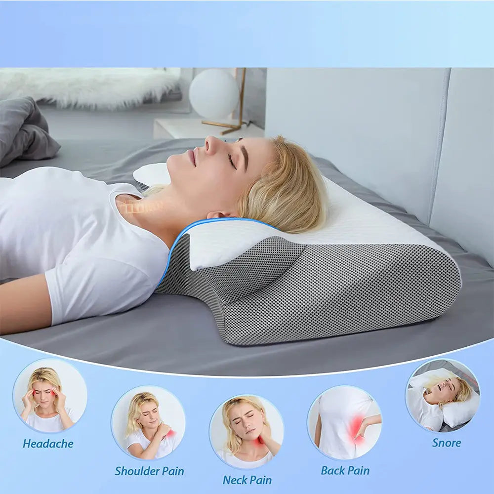 Memory Foam Neck Pillow, Soft Comfortablecontour Sleep Pillow for Summer Daily Use,Bedneck Pillow for Side Back Sleepers, Bedroom accessories, Pillow Design, Cooling Pillow, Support Pillow