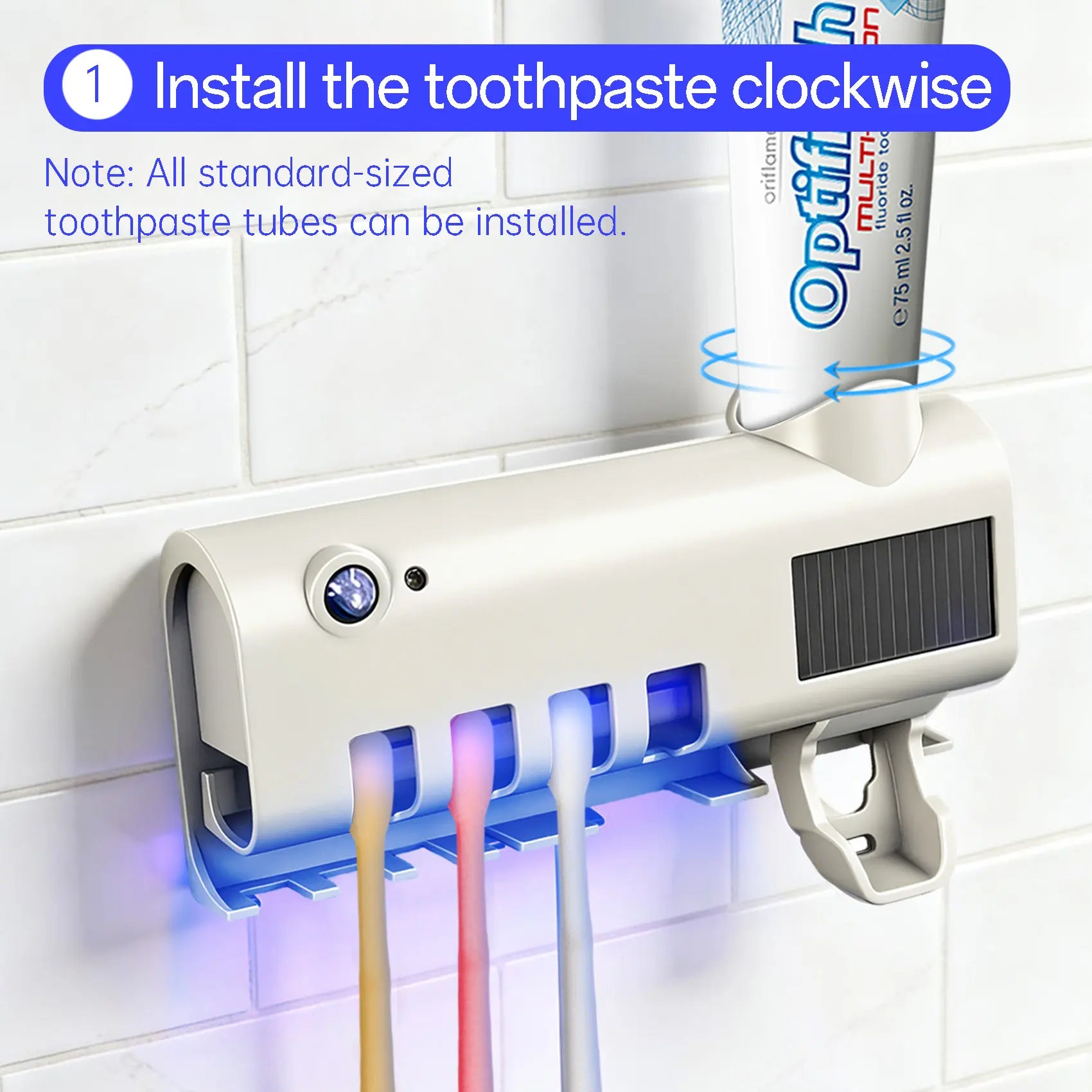 One-press toothpaste dispenser in use