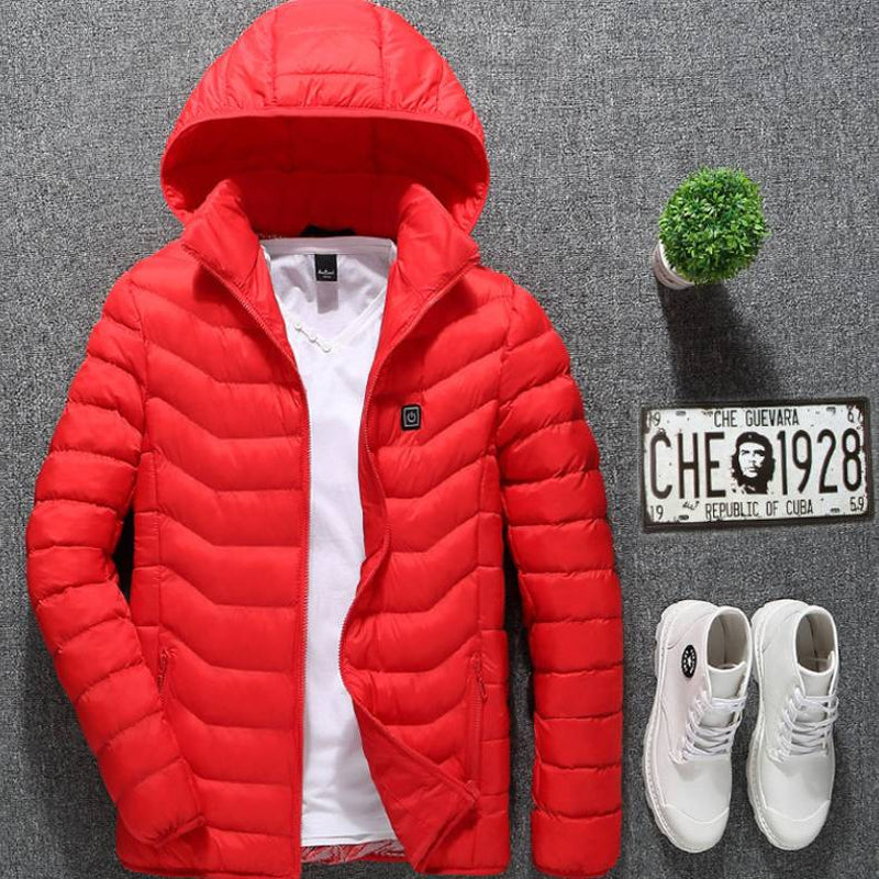 Winter Heated Jacket USB Electric Cotton Coat Zip-Up Heater Thermal Clothing Heating Vest for Men