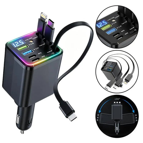 Charging station with cables extended to three devices