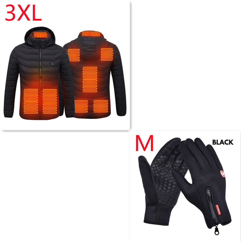 Winter Heated Jacket USB Electric Cotton Coat Zip-Up Heater Thermal Clothing Heating Vest for Men